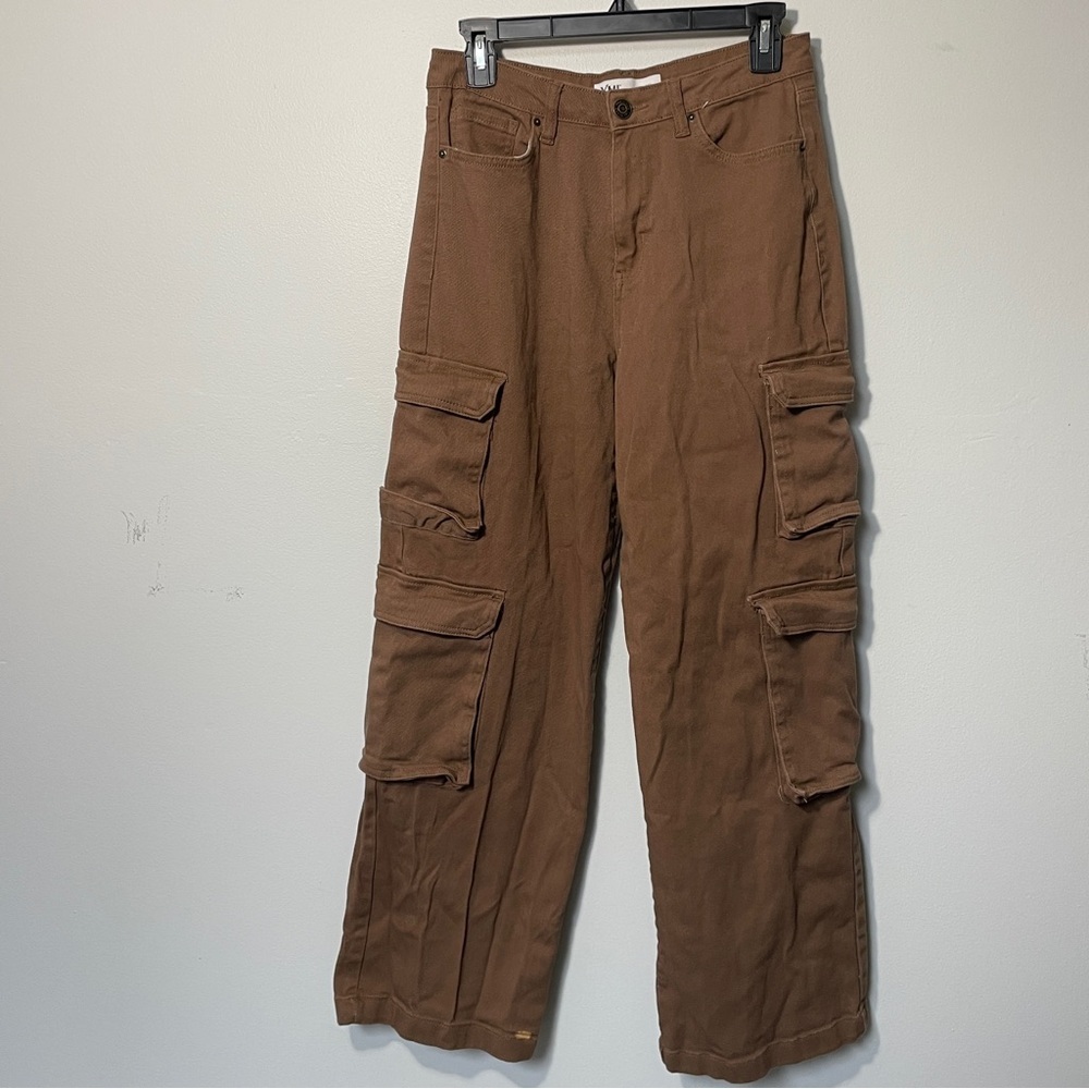 YMI Y2K High Rise Brown Mocha All Day double‎ Cargo Wide Leg Women’s Size 7